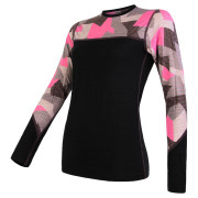 T-shirt fonctionnel femme Sensor Merino Impress (long sleeve) noir / rose Black/Camo