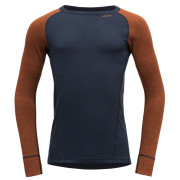 T-shirt fonctionnel homme Devold Duo Active Merino 205 Shirt bleu / orange Flame/Ink