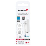 Adaptateur Swissten World Travel Charger 45W GaN USB-C + USB-A