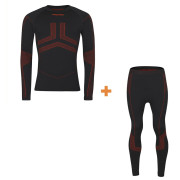 Sous-vêtements thermiques hommes Progress Seamless Bamboo Set noir / orange