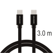 Câble données et chargement Swissten Textile USB-C / USB-C 3 m