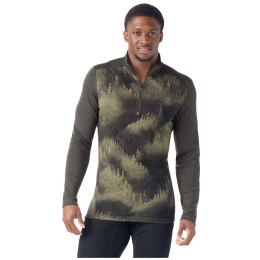 T-shirt fonctionnel homme Smartwool M Classic Thermal Merino BL 1/4 ZB vert / noir north woods foggy pines