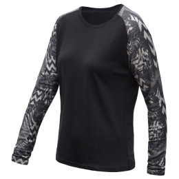 T-shirt technique à manches longues pour femme Sensor Merino Blend Impress noir / gris černá/zebra