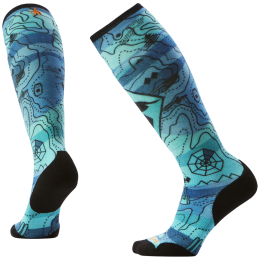 Chaussettes de ski Smartwool W Ski Targeted Cushion Topo Treasures Print OTC noir / bleu NIGHTFALL BLUE