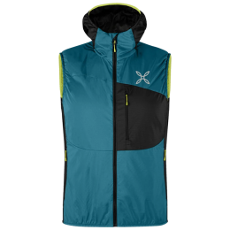Gilet homme Montura Traccia Octa Hooded Vest noir /turquoise SteelBlue/SunnyLime