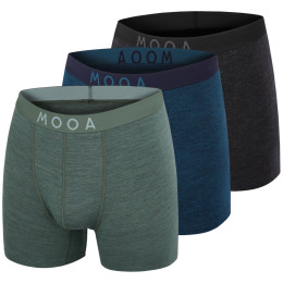 Caleçon homme MOOA MerinoSilk 4in 3-pack mix1 black melange+lagoon blue melange+green melange