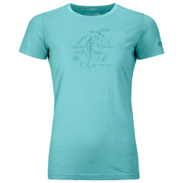 T-shirt fonctionnel femme Ortovox W's 120 Tec Lafatscher Topo T-Shirt bleue Ice Waterfall