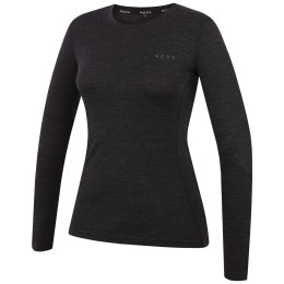 T-shirt femme MOOA MerinoSilk 160 long noir black melange