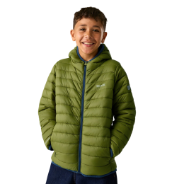 Veste d'hiver enfants Regatta Junior Hooded Marizion Golden Cypress kaki Golden Cypress/Aviator Blue