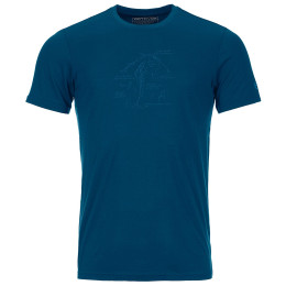 T-shirt fonctionnel homme Ortovox 120 Tec Lafatscher Topo T-Shirt bleue Petrol Blue