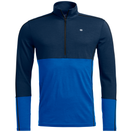 Sweatshirt fonctionnel homme Ortovox 185 Rock'N'Wool Zip Neck bleu / bleue claire Deep Ocean