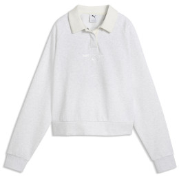 Sweat-shirt femme Puma CLASS Relaxed Longsleeve Polo FL blanc White Glow Heather