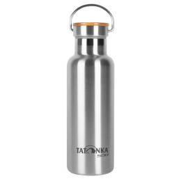 Gourde isotherme en acier inoxydable Tatonka Hot + Cold Stuff Bamboo Lid 500 argenté