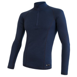 T-shirt fonctionnel homme Sensor Merino DF zip bleue DeepBlue