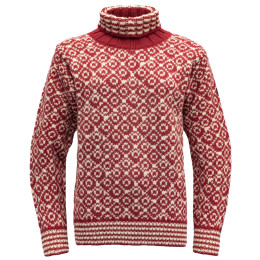 Polo Devold Svalbard Wool High Neck rouge HINDBERRY/OFFWHITE