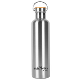 Gourde isotherme en acier inoxydable Tatonka Hot + Cold Stuff Bamboo Lid 1000 argenté