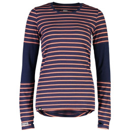 T-shirt fonctionnel femme Mons Royale Cornice LS bleue / rouge AlpineStripe