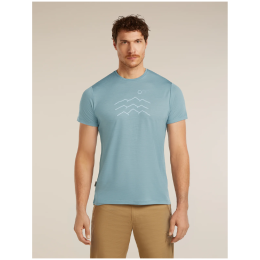 T-shirt fonctionnel homme Icebreaker Merino Blend 125 Cool-Lite™ Sphere SS Tee Across the Peaks bleu clair FLINT BLUE