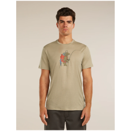 T-shirt fonctionnel homme Icebreaker Merino 150 Tech Lite SS Tee Bear Catch beige FLAGSTONE
