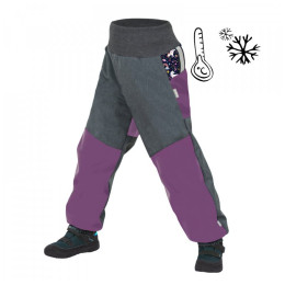 Pantalon softshell avec polaire enfants Unuo Basic Vzor violet / gris