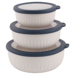 Jeu de bols Outwell Cookout Bowl Set with Lids beige / bleu Blue & Grey