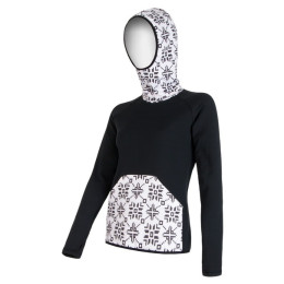 Sweat-shirt femme Sensor Tecnostretch černá s kapucí vert