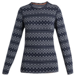 T-shirt fonctionnel femme Icebreaker W Mer 260 Vertex LS Crewe First Snow bleu foncé Midnight Navy/Snow/J