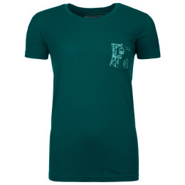 T-shirt femme Ortovox W's 185 Merino Way To Powder TS green PacificGreen