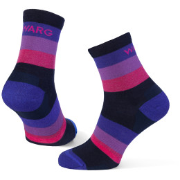 Chaussettes Warg Happy Merino W Stripes bleu / violet Navy/Purple
