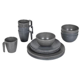 Set de vaisselle Bo-Camp Tableware 100% Melamine Stone girs Grey