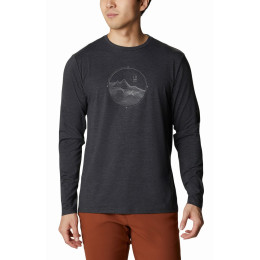 T-shirt homme Columbia Tech Trail™ Graphic Long Sleeve vert BlackHeatherRoundedContourGraphic