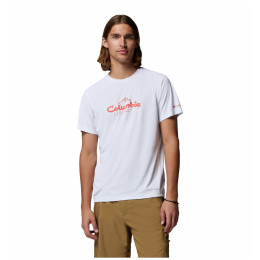 T-shirt homme Columbia Zero Rules™ Light SS Graphic Crew blanc White, Scripted Peaks