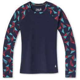 T-shirt fonctionnel femme Smartwool W Merino 250 Baselayer Pattern Crew Bxd bleue / rouge DeepNavyPinwheel