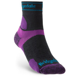 Chaussettes femme Bridgedale UL T2 MS 3/4 Crew Women's noir / violet Charcoal/Purple/