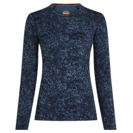 T-shirt fonctionnel femme Icebreaker Women M 200 Oasis LS Crewe Moss BloomAOP bleu / noir Midnvy/Dawn/Aop