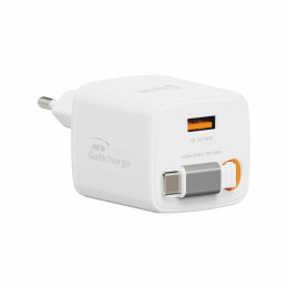 Adaptateur Swissten SlideCharge Gan 45W, 1X USB-A 18W + kabel USB-C 0,75 m blanc bílá