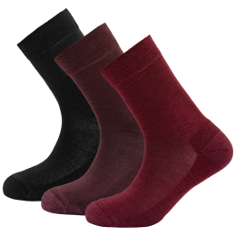 Chaussettes femme Devold Daily medium sock 3PK rouge BEETROOT MIX