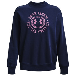 Sweat-shirt femme Under Armour Rival Fleece Crest Grp Crew bleu foncé Midnight Navy/Jellyfish