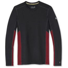 T-shirt fonctionnel homme Smartwool Merino Sport 150 Long Sleeve Crew noir / rouge TibetanRedHeatherBlack