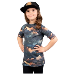 T-shirt fonctionnel enfant Drexiss All Alpine Peaks Merino Active bleu / orange