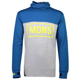 T-shirt homme Mons Royale Yotei Powder Hood LS modrá bleue GrayMarl/OilyBlue