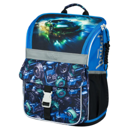 Sac à dos écolier Baagl Zippy bleu / noir Závodní auto