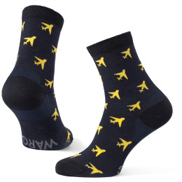 Chaussettes Warg Happy Merino M Airplane bleu / jaune Navy/Yellow