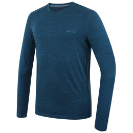 T-shirt homme MOOA MerinoSilk 160 long bleu lagoon blue melange