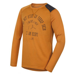 T-shirt fonctionnel homme Husky Merino 100 dl. rukáv Wolf brun BrownOrange