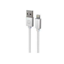 Câble données et chargement Swissten Textile USB / Lightning 1,2 m argenté stříbrná