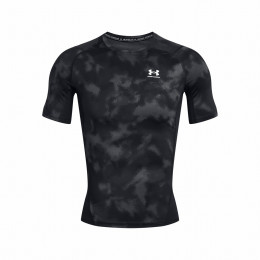 T-shirt fonctionnel homme Under Armour HG Armour Printed SS noir / gris Black/White