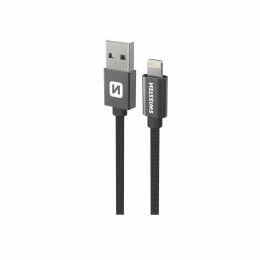 Câble données et chargement Swissten Textile USB / Lightning 1,2 m noir černá