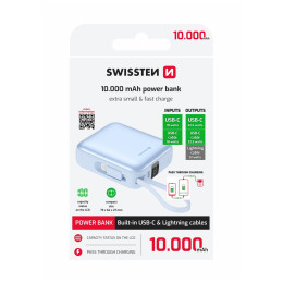 Banque d'énergie Swissten Space 10000 mAh USB-C + Lightning bleu modrá