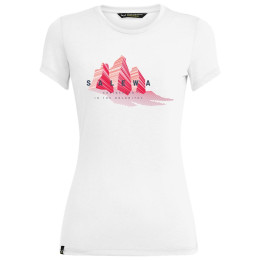 T-shirt femme Salewa Lines Graphic Dry W T-Shirt. banc / rouge Optical White